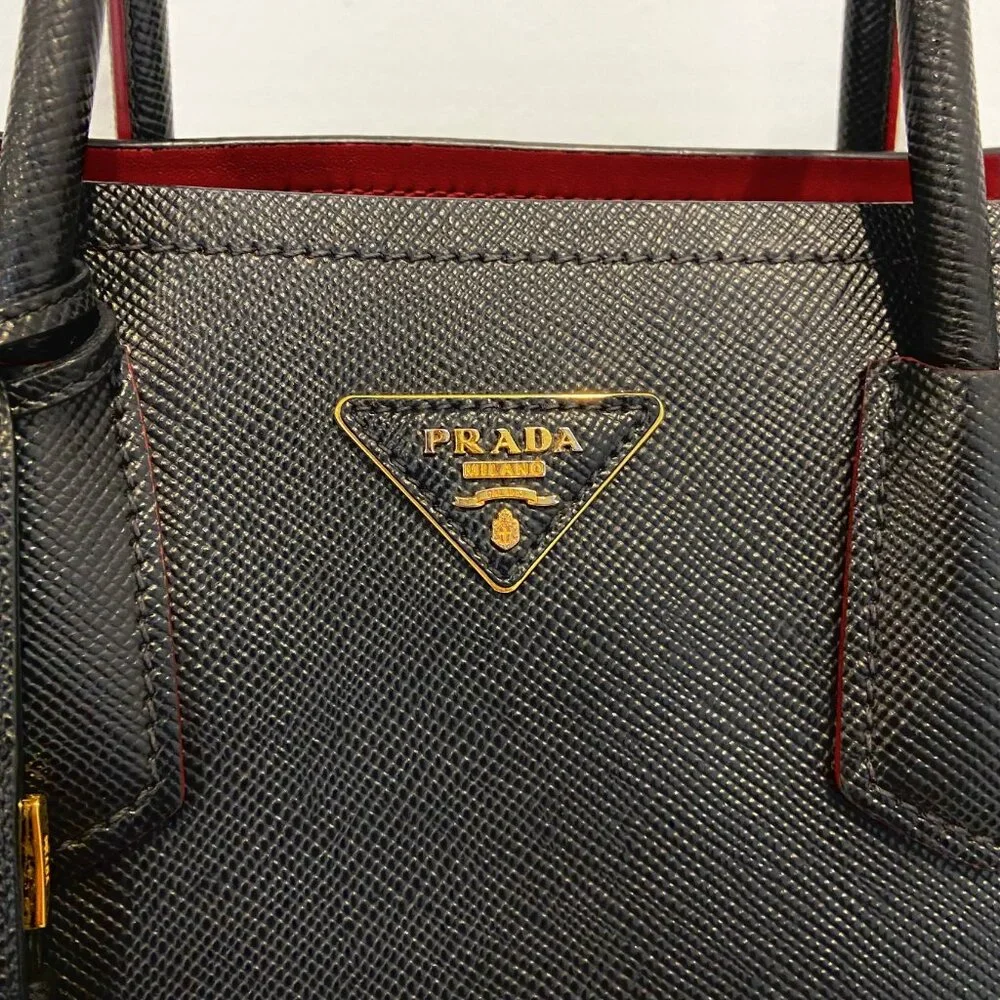 Prada Medium Saffiano Double Bag in Black / Red